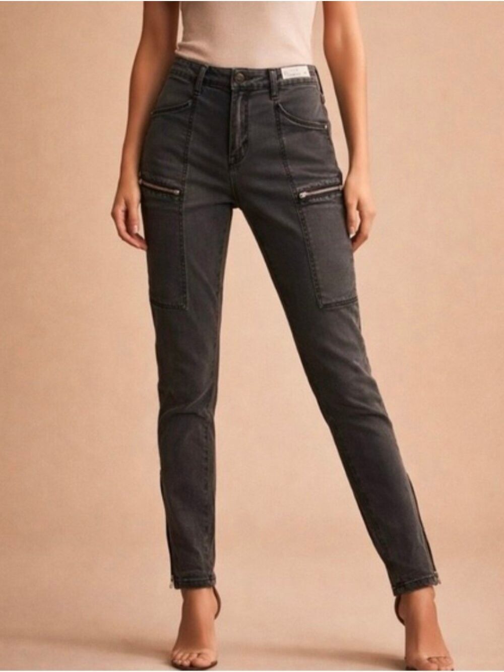 Pistola Gray Zipped Skinny Jeans Size 26